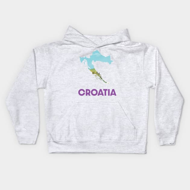 Croatia map travel poster Kids Hoodie by nickemporium1